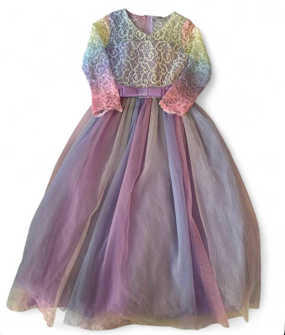 Rainbow Lace and Tulle Girls' Formal Dress Size 7/8